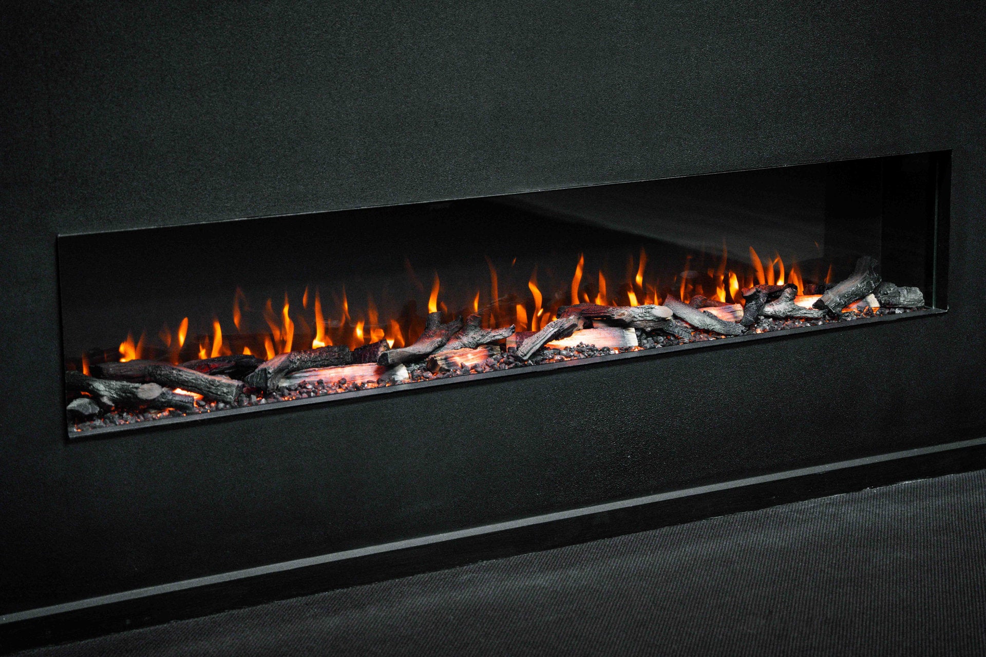 Velisse Aura 2000 electric fireplace mounted in a wall